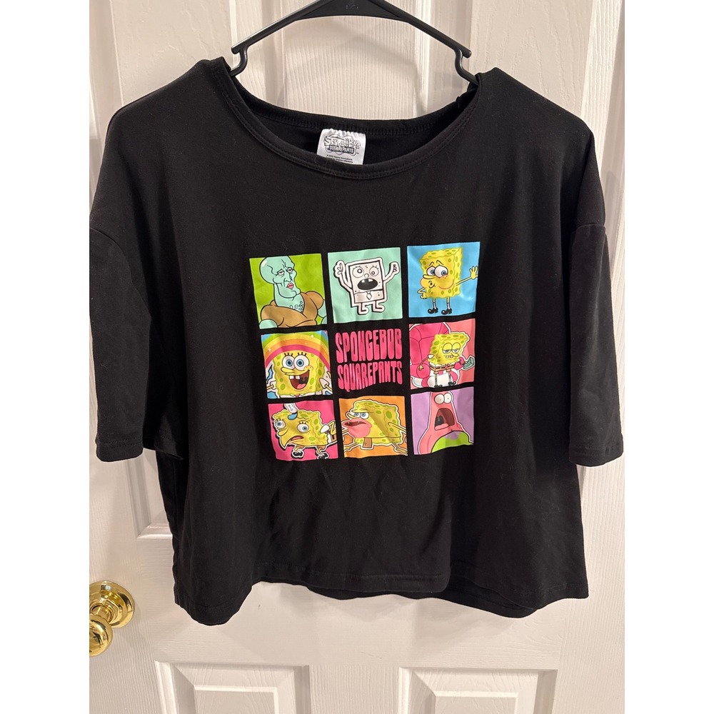 Nickelodeon SpongeBob SquarePants Meme Graphic Tee Black Kids XL Relaxed Fit